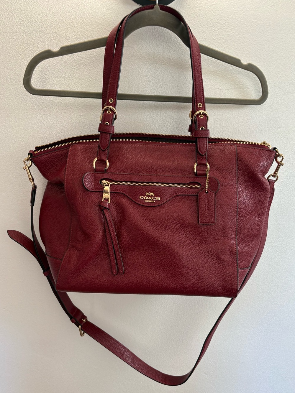 Coach Red Leather Tote Bag Purse